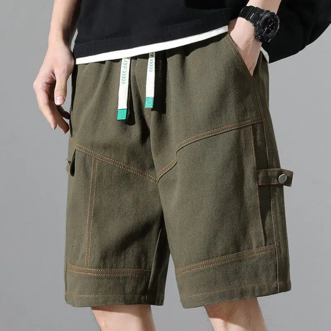 Men's Canvas Cargo Shorts – Bordeaux Relaxed Drawstring Fit – view 5