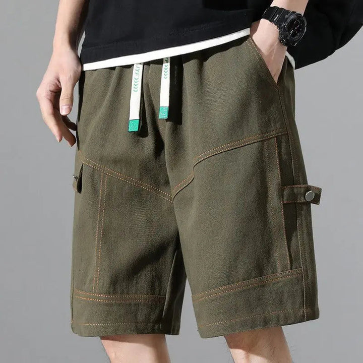 Men's Canvas Cargo Shorts – Bordeaux Relaxed Drawstring Fit – view 5