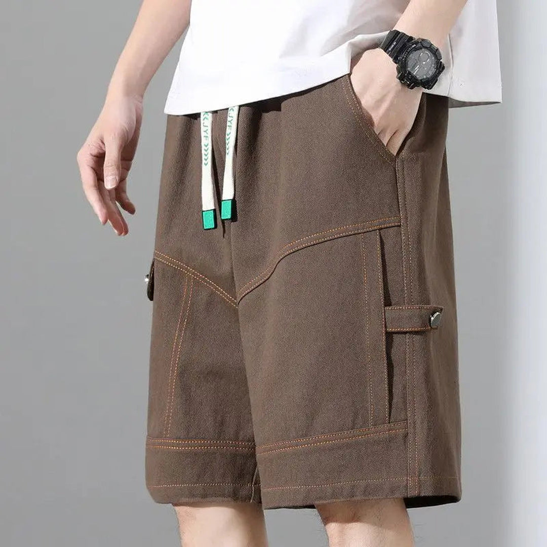 Men's Canvas Cargo Shorts – Bordeaux Relaxed Drawstring Fit – view 7