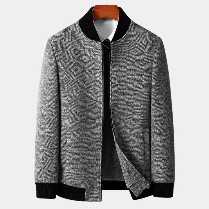 Men's Wool Herringbone Blazer – Smart Tailored Layering Jacket – view 3