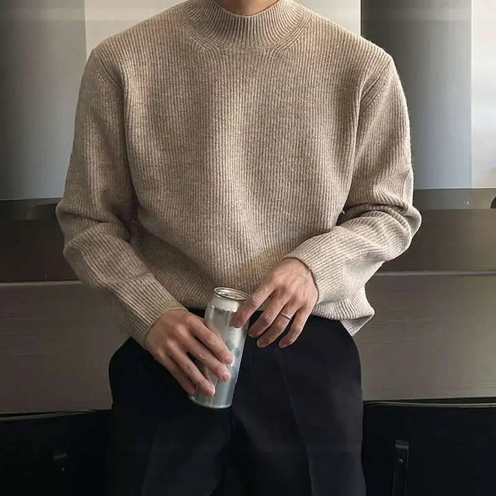 Men's Wool-Blend Mock Neck Jumper – Ribbed Knit Essential – view 7