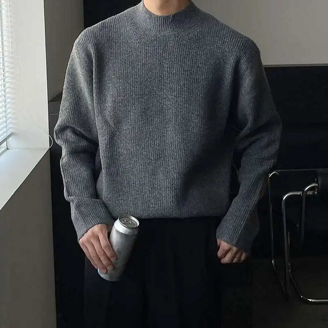 Men's Wool-Blend Mock Neck Jumper – Ribbed Knit Essential – view 5