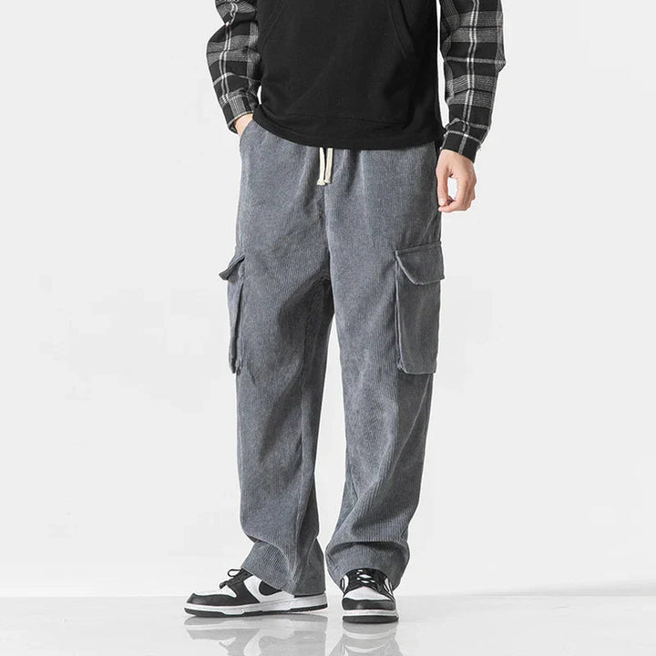 Men's Corduroy Cargo Trousers – Relaxed Drawstring Utility – view 6