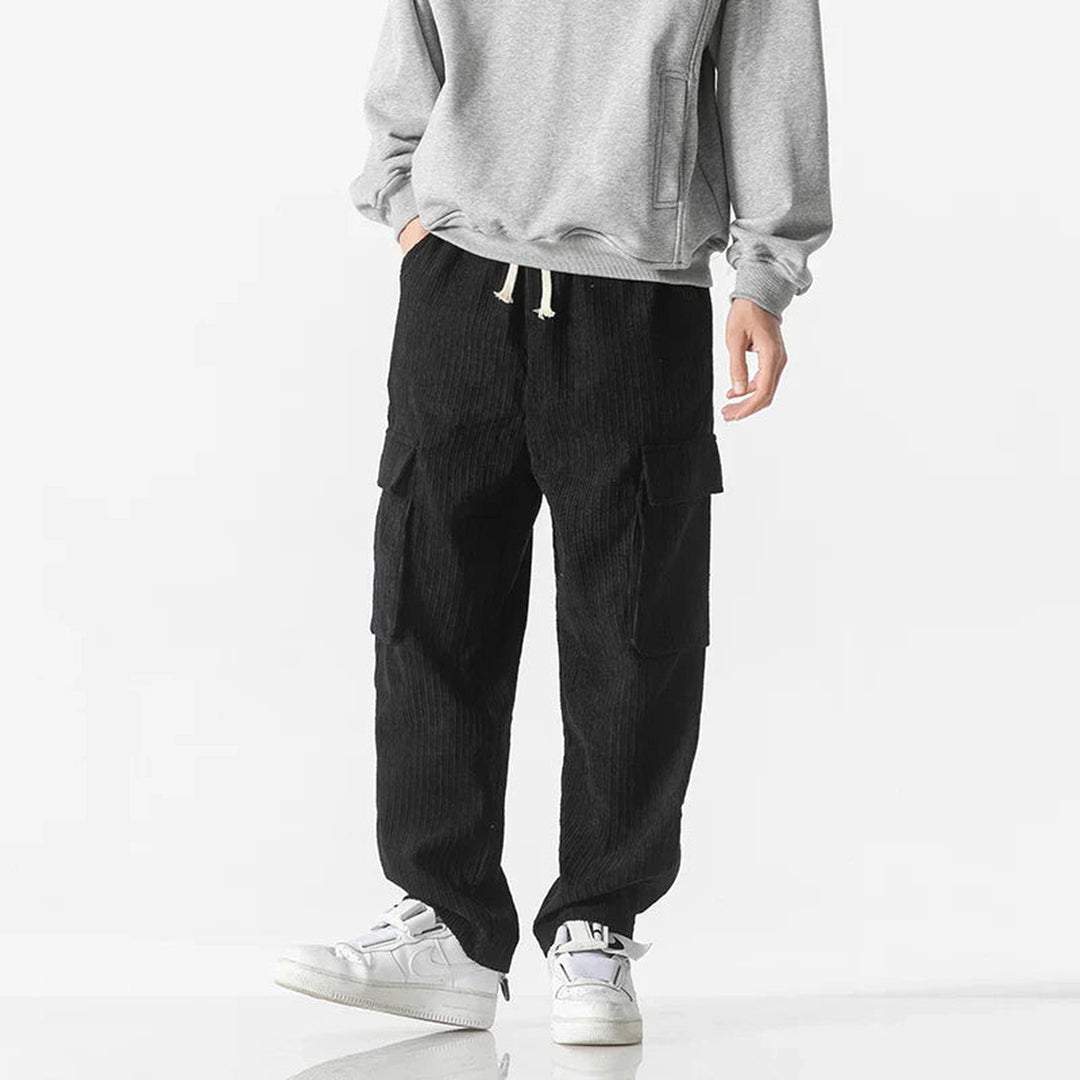 Men's Corduroy Cargo Trousers – Relaxed Drawstring Utility – view 7