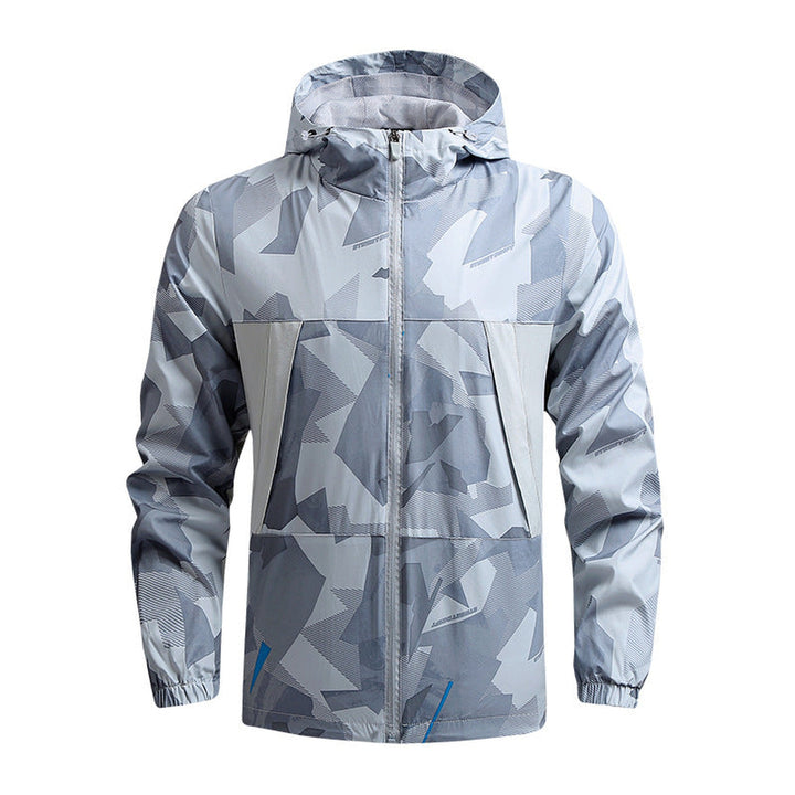 Men's Camo Shell Jacket – Water-Resistant Hooded Layer – Black