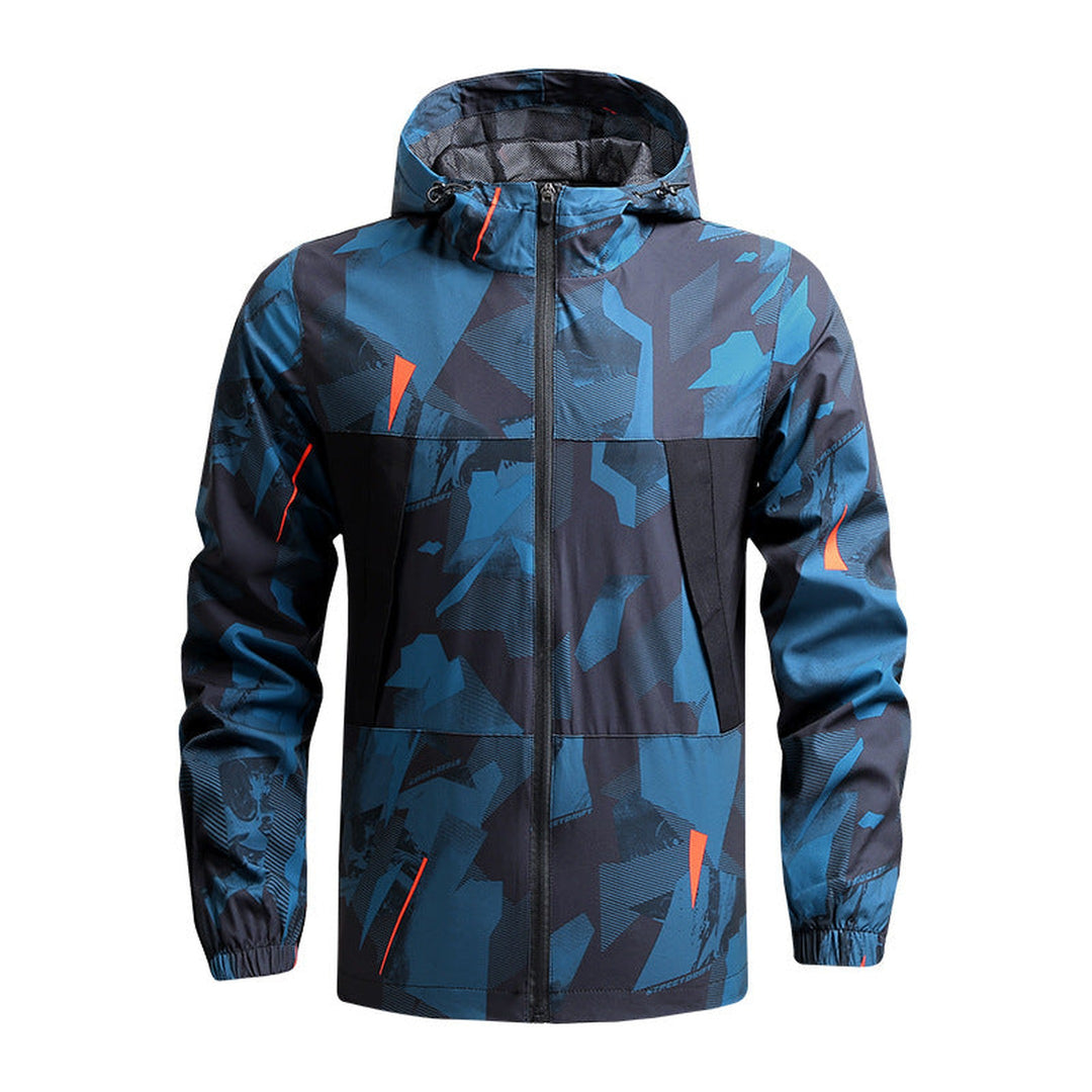 Men's Camo Shell Jacket – Water-Resistant Hooded Layer – Grey