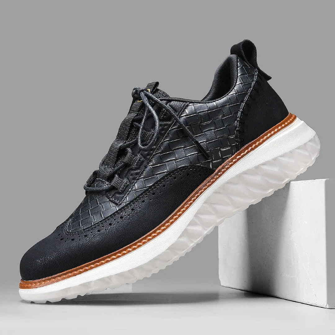 Men's Woven Leather Trainers – Smart-Casual Hybrid Shoes – view 3