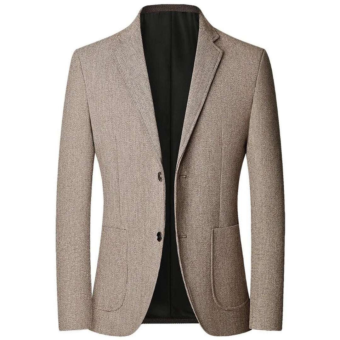 Men's Textured Knit Blazer – Tailored Smart-Casual Jacket – Camel