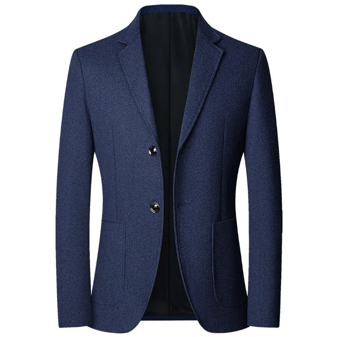 Men's Textured Knit Blazer – Tailored Smart-Casual Jacket – Navy