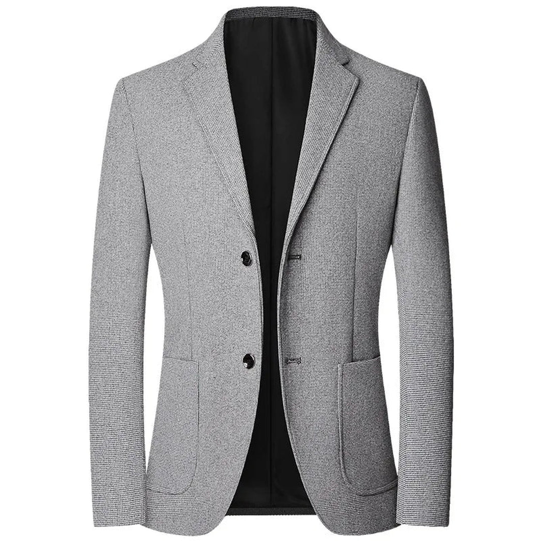 Men's Textured Knit Blazer – Tailored Smart-Casual Jacket – Grey
