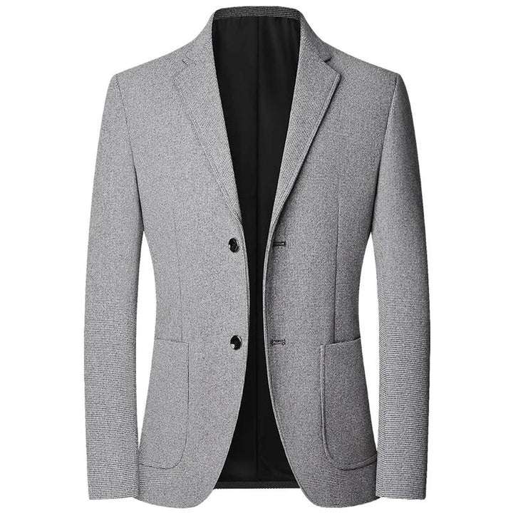 Men's Textured Knit Blazer – Tailored Smart-Casual Jacket – Grey