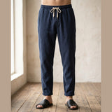 Men's Linen Trousers – Massimo Relaxed Drawstring Summer Fit