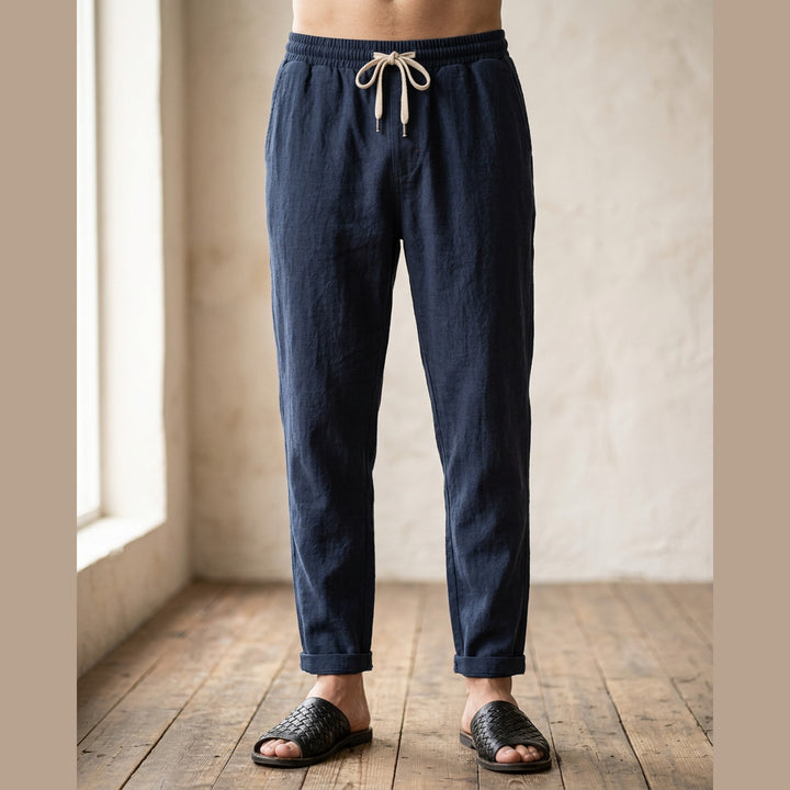 Men's Linen Trousers – Massimo Relaxed Drawstring Summer Fit – view 2