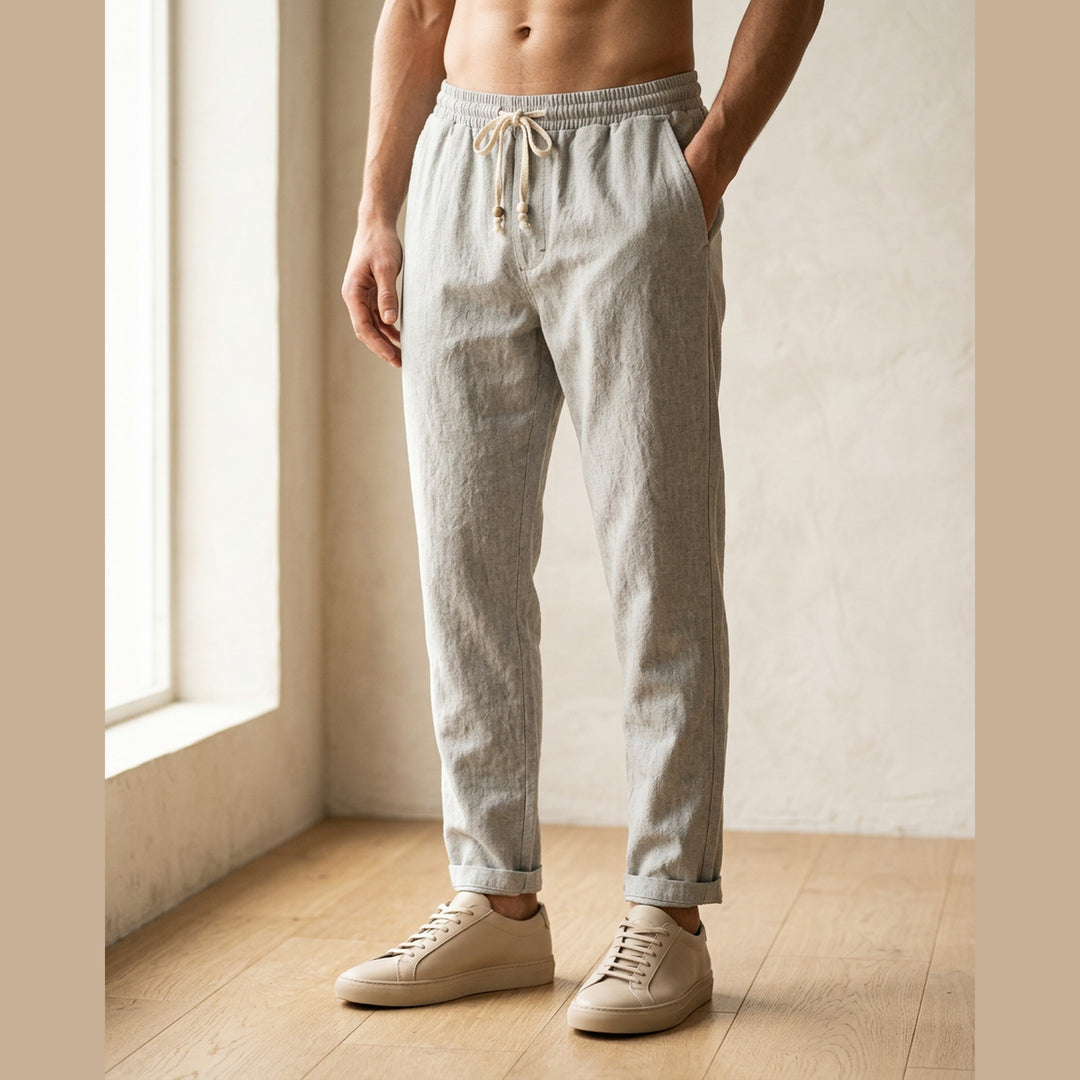 Men's Linen Trousers – Massimo Relaxed Drawstring Summer Fit – view 6