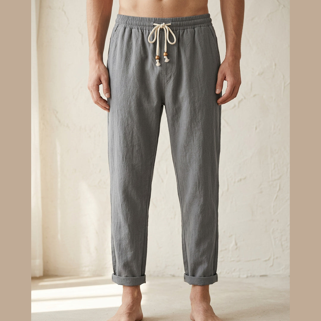 Men's Linen Trousers – Massimo Relaxed Drawstring Summer Fit – view 8
