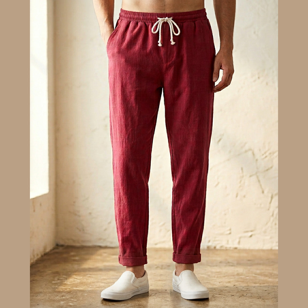 Men's Linen Trousers – Massimo Relaxed Drawstring Summer Fit – view 10