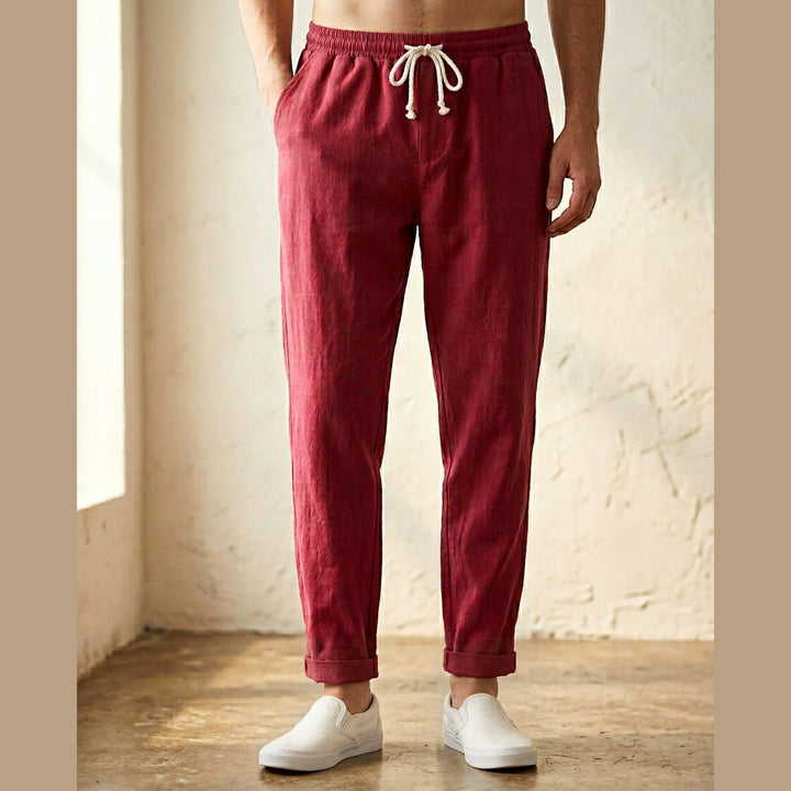 Men's Linen Trousers – Massimo Relaxed Drawstring Summer Fit – view 10