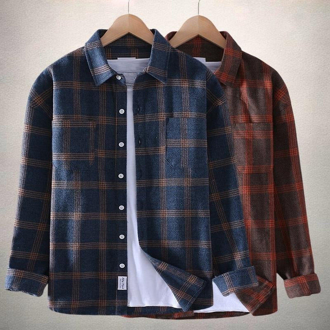 Men's Massimo Cotton Plaid Shirt – Smart-Casual Check Classic – Red