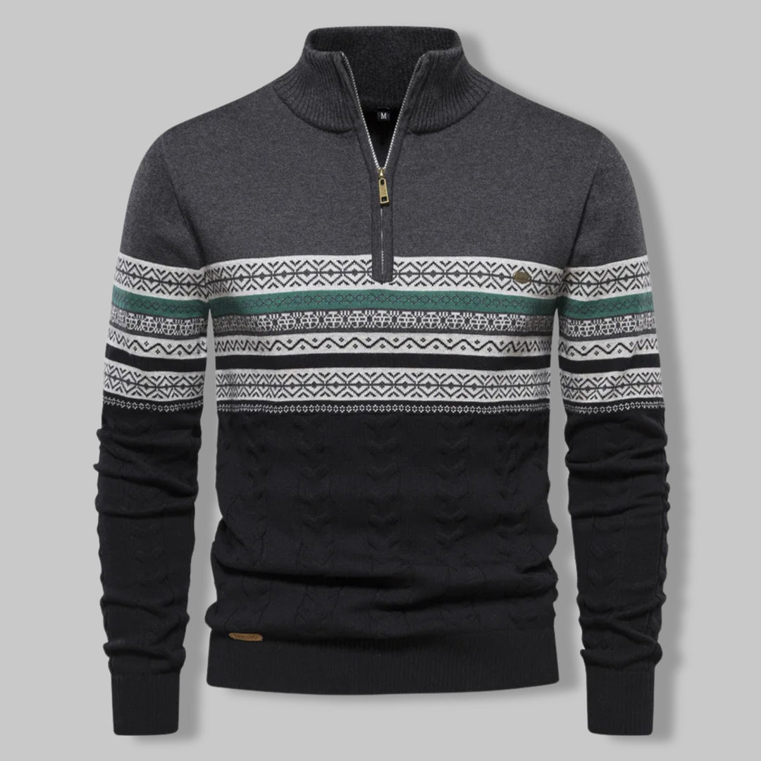 Men's Everest Cable Knit Quarter Zip Jumper – Alpine Warmth – Dark Grey