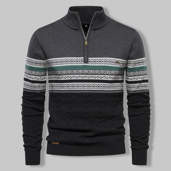 Men's Everest Cable Knit Quarter Zip Jumper – Alpine Warmth – Dark Grey