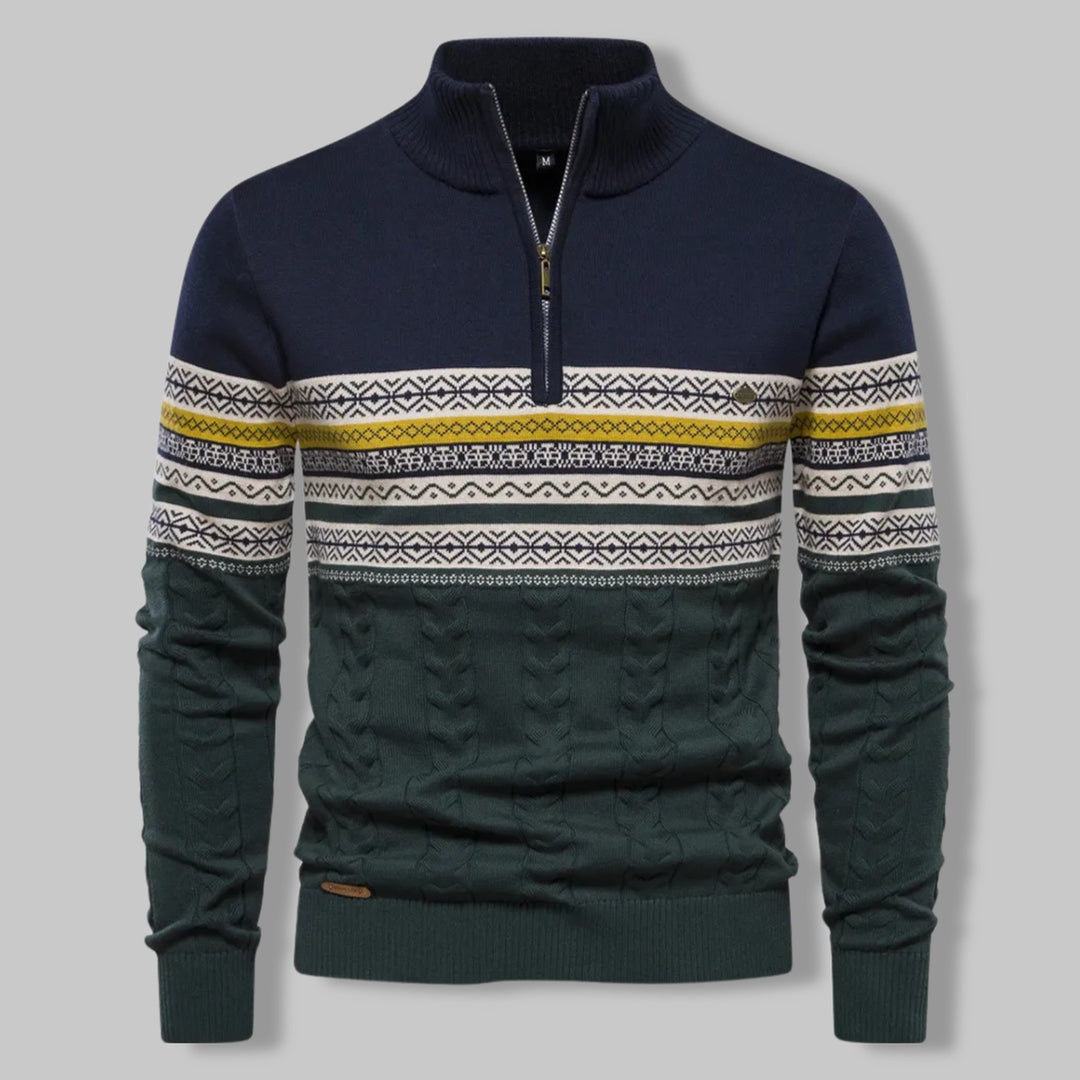 Men's Everest Cable Knit Quarter Zip Jumper – Alpine Warmth – Navy