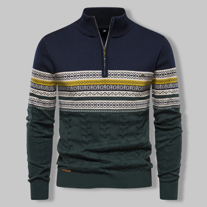 Men's Everest Cable Knit Quarter Zip Jumper – Alpine Warmth – Navy