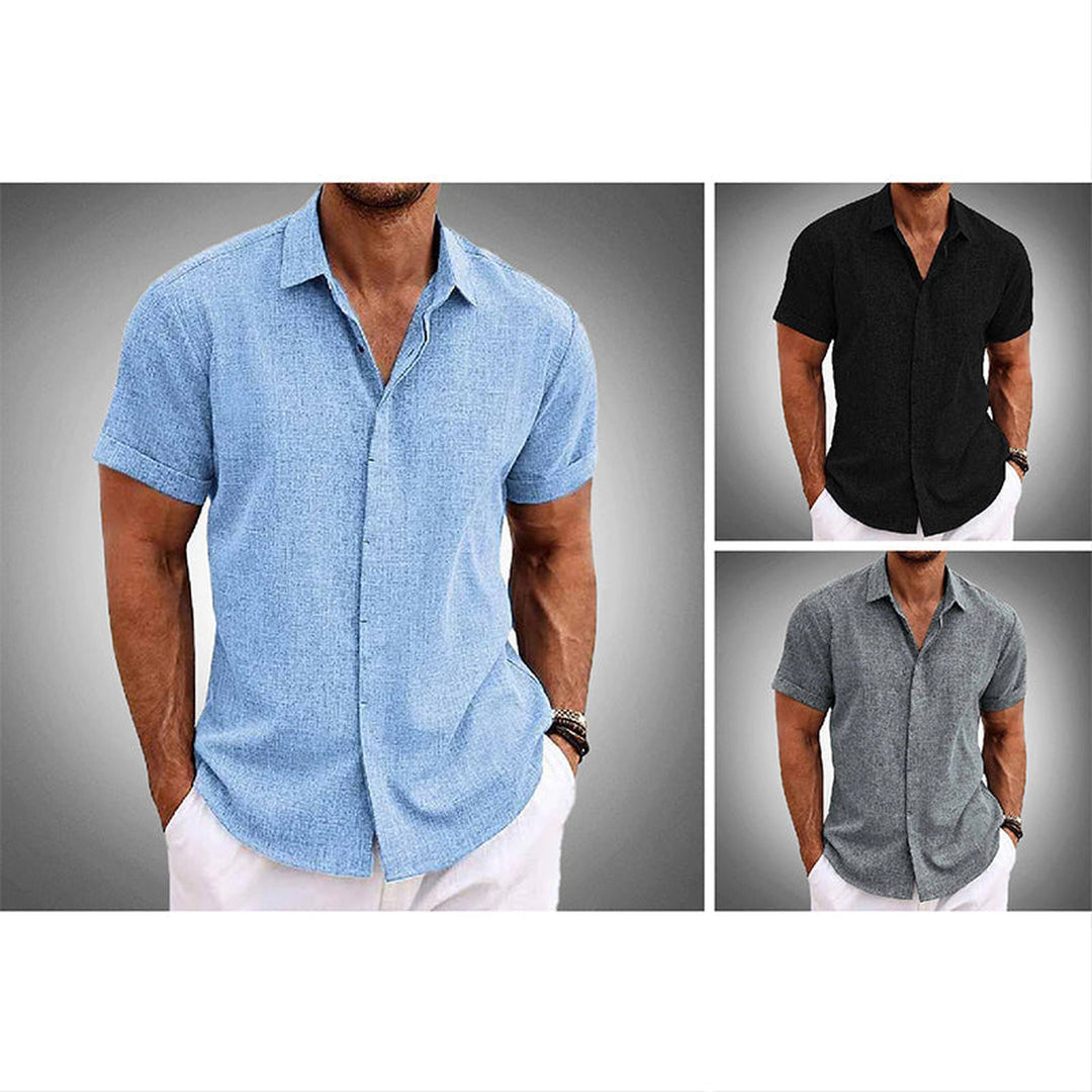 Men's Short Sleeve Linen Blend Shirt – Cool Summer Comfort – Black