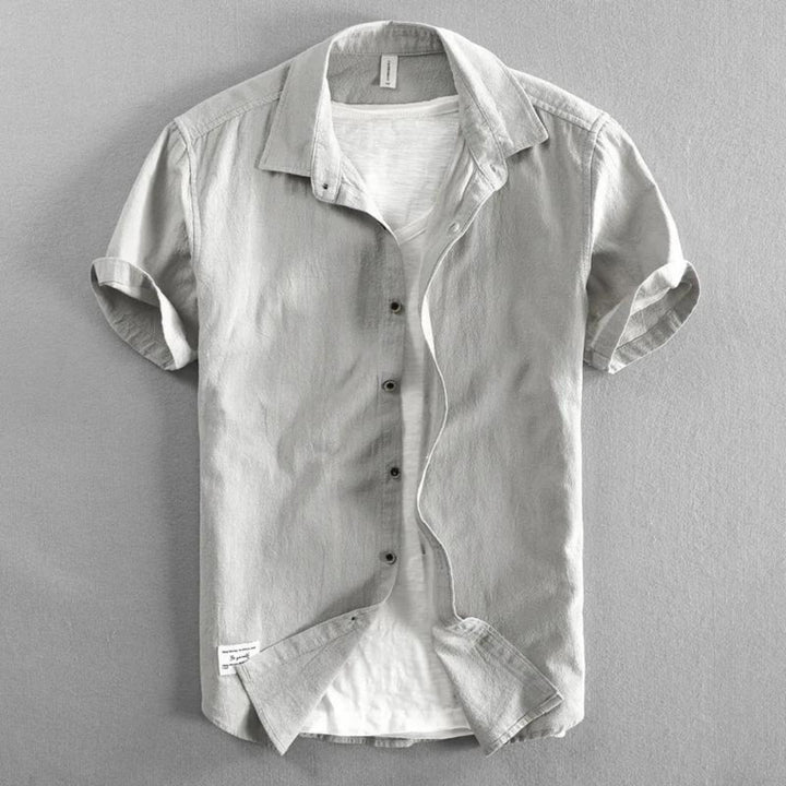 Men's Cotton Linen Shirt – Smart Casual Office to Weekend – Light Grey