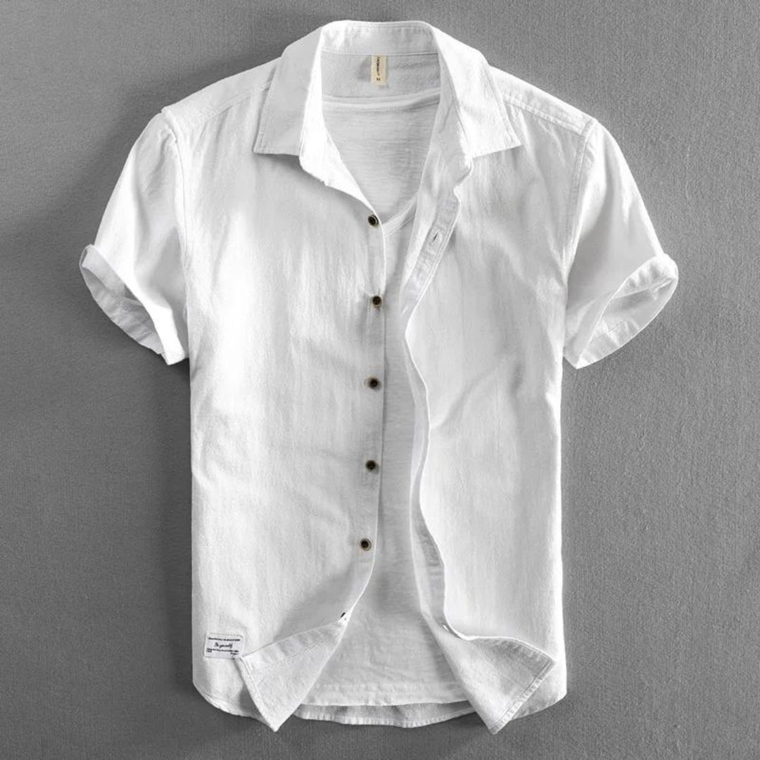 Men's Cotton Linen Shirt – Smart Casual Office to Weekend – White