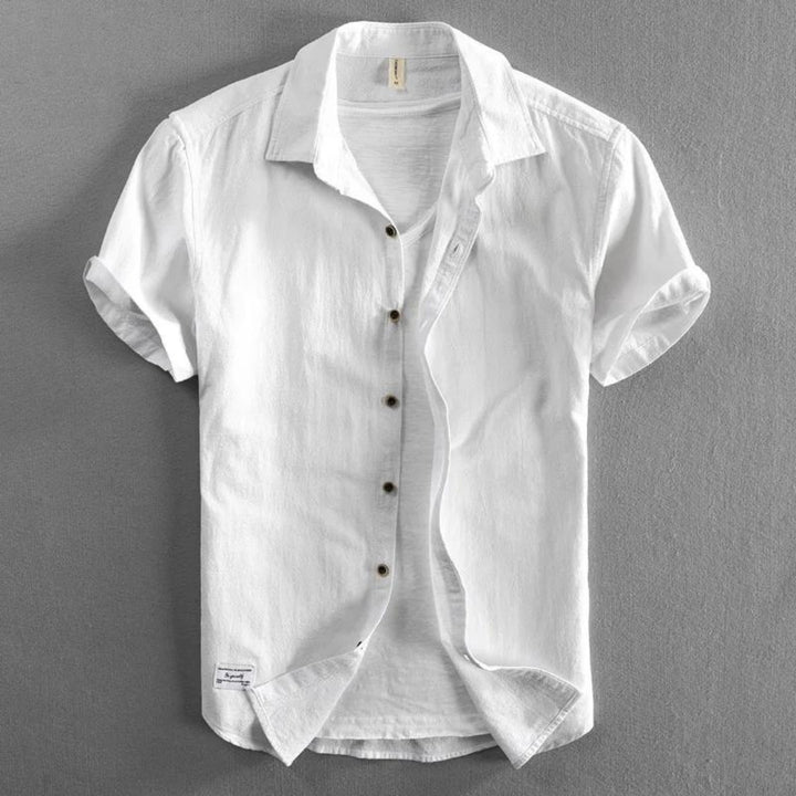 Men's Cotton Linen Shirt – Smart Casual Office to Weekend – White