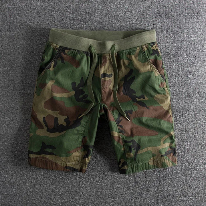 Men's Camo Print Drawstring Shorts – Breathable Everyday Comfort – Green