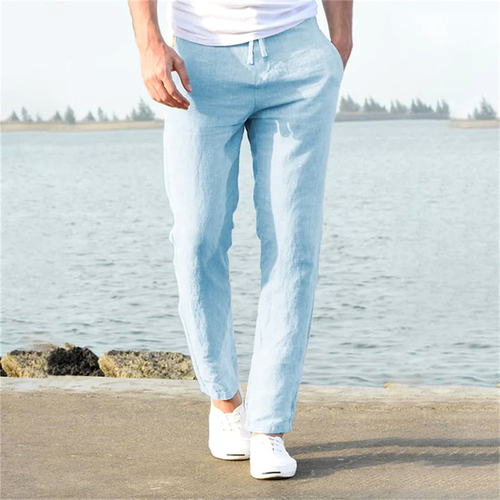 Men's Linen Blend Drawstring Trousers – Lightweight Summer Wear – view 2