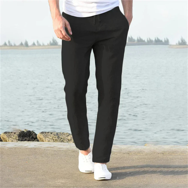 Men's Linen Blend Drawstring Trousers – Lightweight Summer Wear – view 4