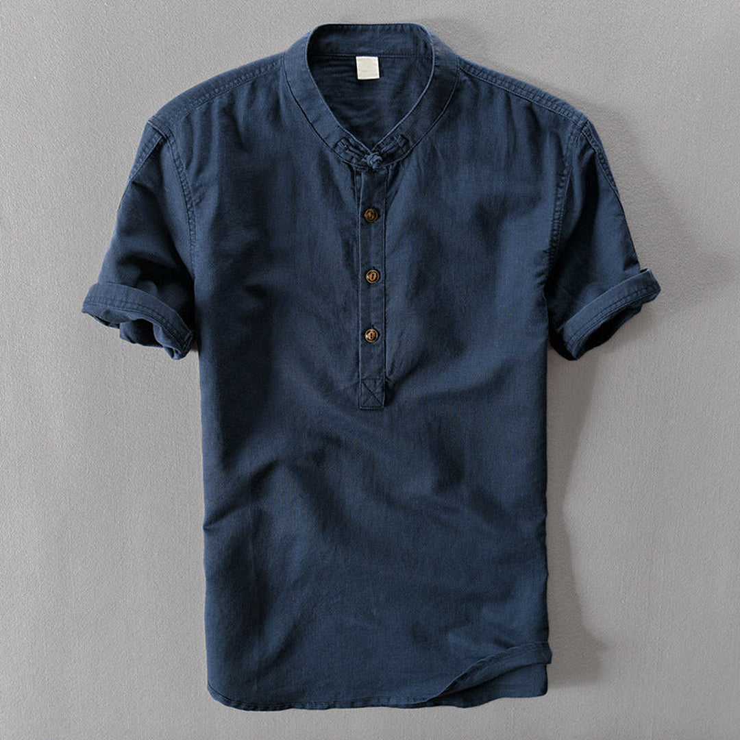 Men's Short Sleeve Linen Shirt – Breathable Summer Button-Down – White