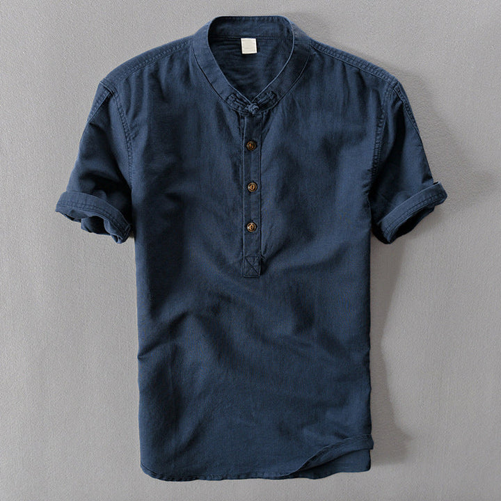 Men's Short Sleeve Linen Shirt – Breathable Summer Button-Down – White