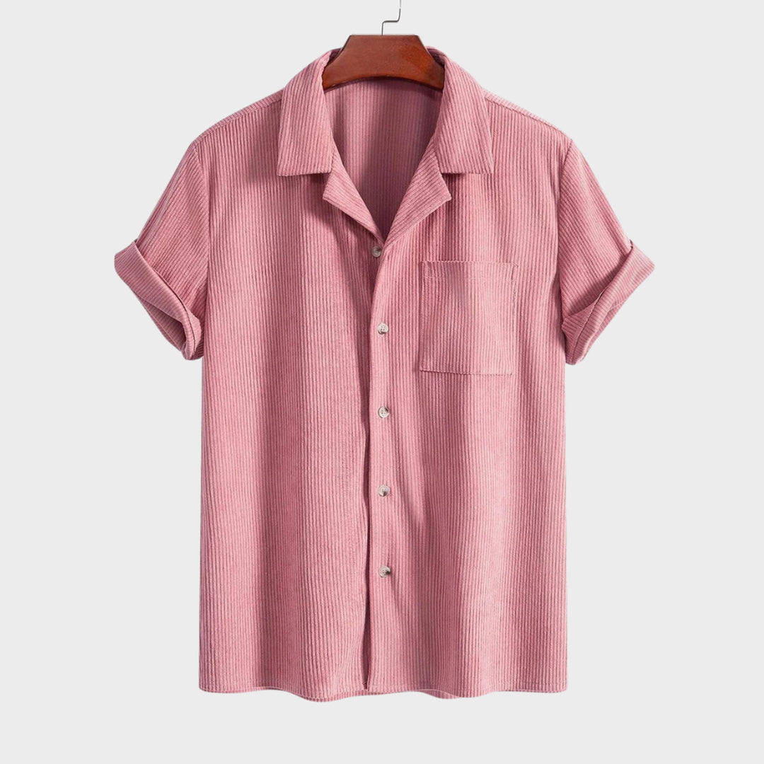 Men's Corduroy Cuban Collar Shirt – Short Sleeve Summer Staple – view 5