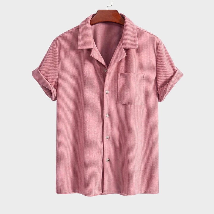 Men's Corduroy Cuban Collar Shirt – Short Sleeve Summer Staple – view 5