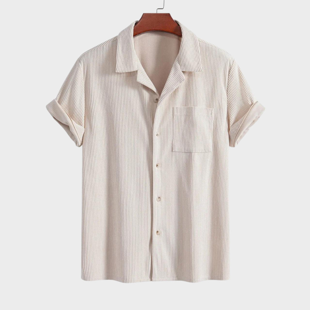 Men's Corduroy Cuban Collar Shirt – Short Sleeve Summer Staple – view 3