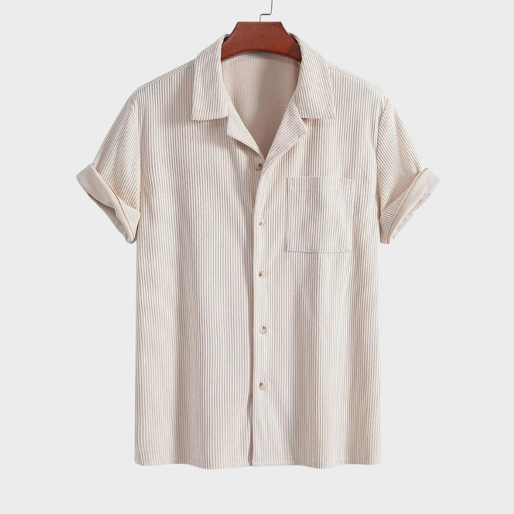 Men's Corduroy Cuban Collar Shirt – Short Sleeve Summer Staple – view 3
