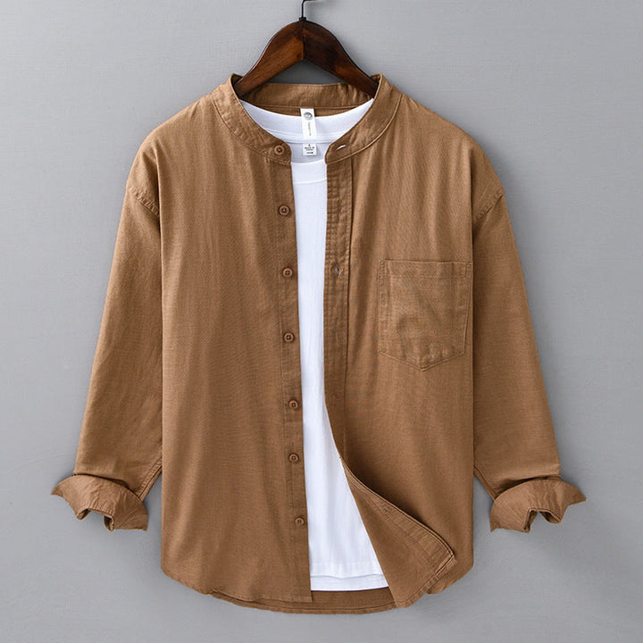 Men's Linen Grandad Collar Shirt – Minimalist Summer Style – view 6