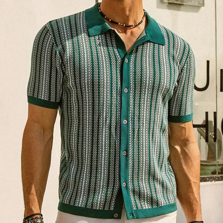 Men's Cotton Knit Shirt – Herringbone Button-Up for Smart Casual – view 4