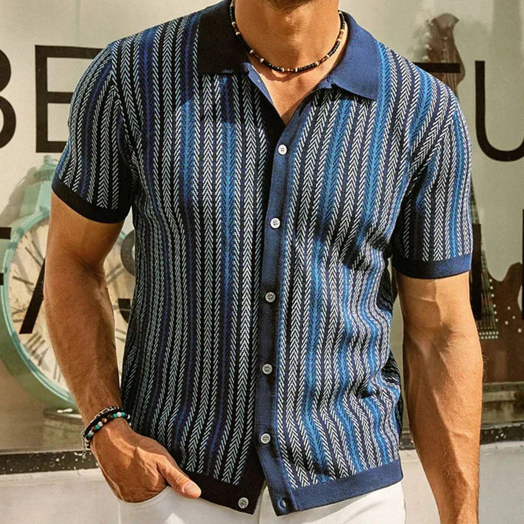 Men's Cotton Knit Shirt – Herringbone Button-Up for Smart Casual – view 6