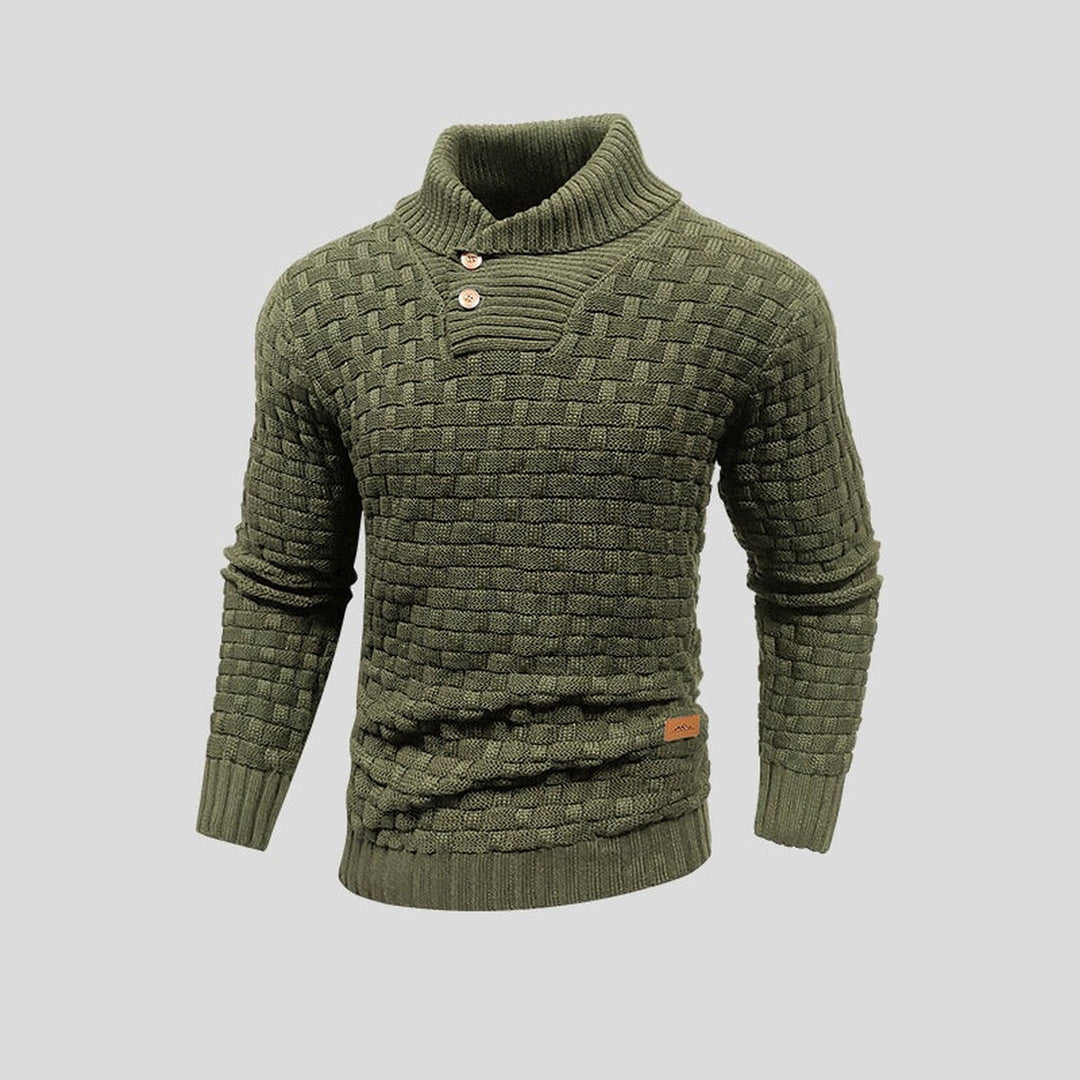 Men's Cotton Bamboo Jumper – Warm Knitted Sweater for Winter – Green