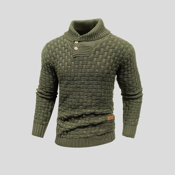 Men's Cotton Bamboo Jumper – Warm Knitted Sweater for Winter – Green