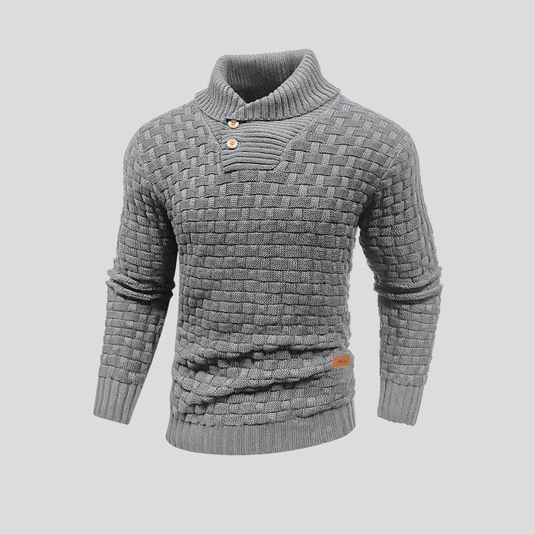 Men's Cotton Bamboo Jumper – Warm Knitted Sweater for Winter – Blue