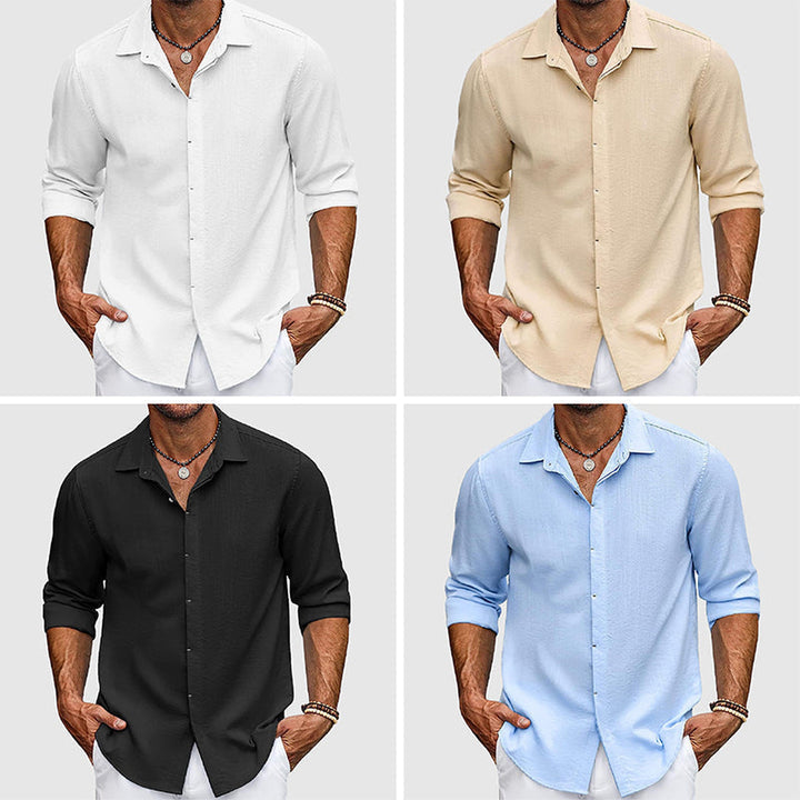 Men's Cotton Long Sleeve Shirt – Breathable Button-Up Essential – All 4 Colours (Deal)