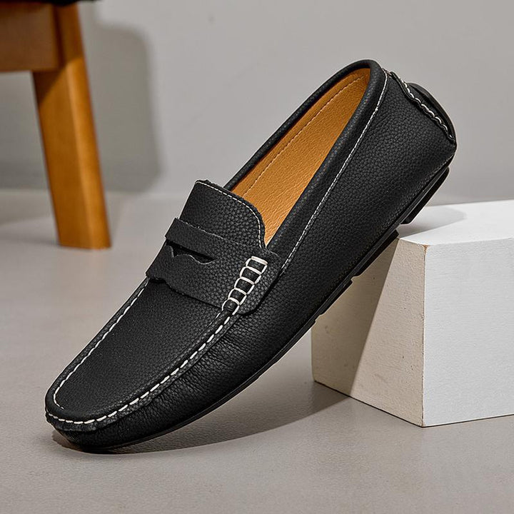 Men's Hand-Finished Leather Loafers – Cushioned All-Day Comfort – Black