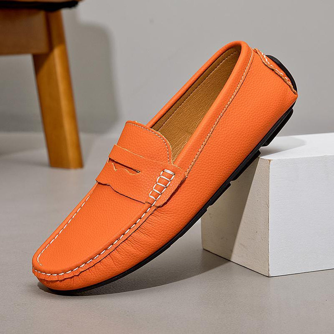 Men's Hand-Finished Leather Loafers – Cushioned All-Day Comfort – Amber