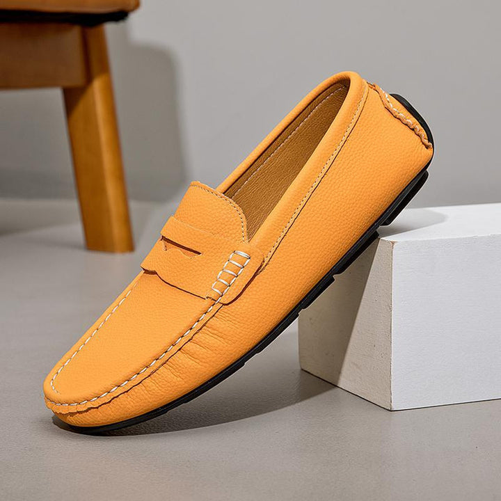 Men's Hand-Finished Leather Loafers – Cushioned All-Day Comfort – Gold