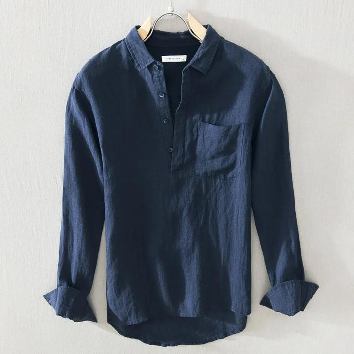 Men's Linen Popover Shirt – Relaxed Half-Placket Summer Style – view 2